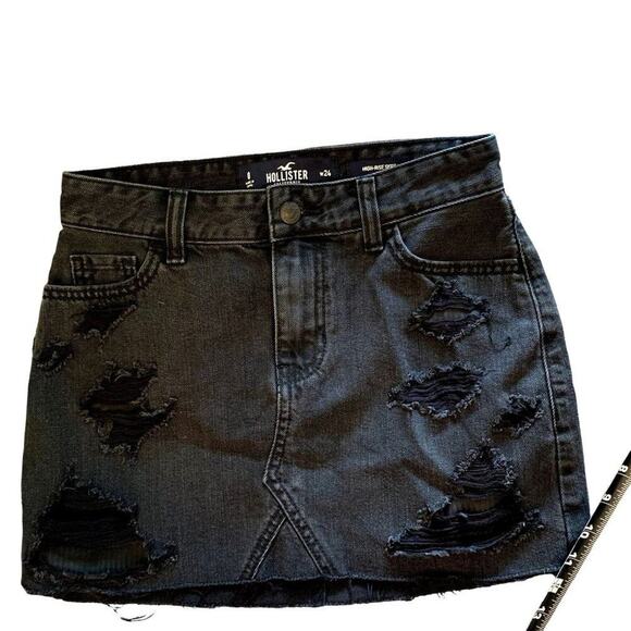 Hollister Dresses & Skirts - Hollister High-Rise Black Distressed Skirt W24
